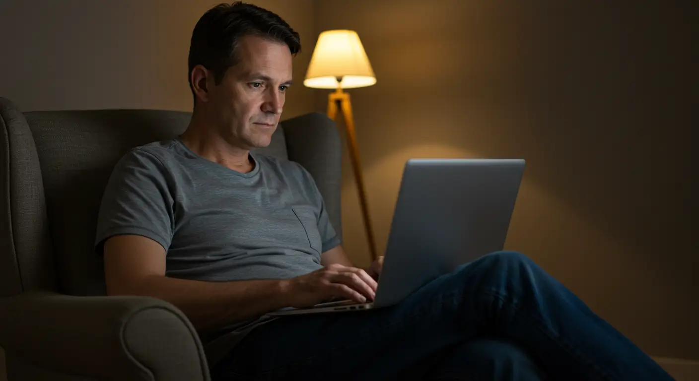 homem lendo artigo na internet